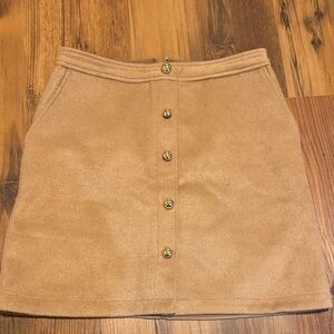 LOFT Camel Button-Front Mini Skirt